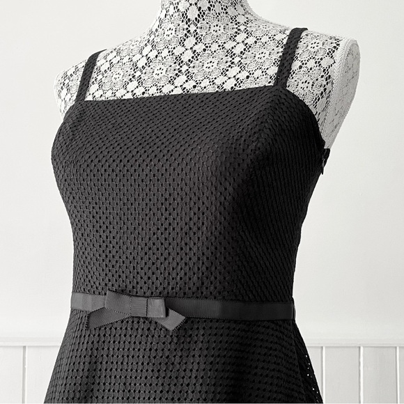 Ann Taylor Loft Black Eyelet Fit & Flare Dress Size 4 - Picture 4 of 12